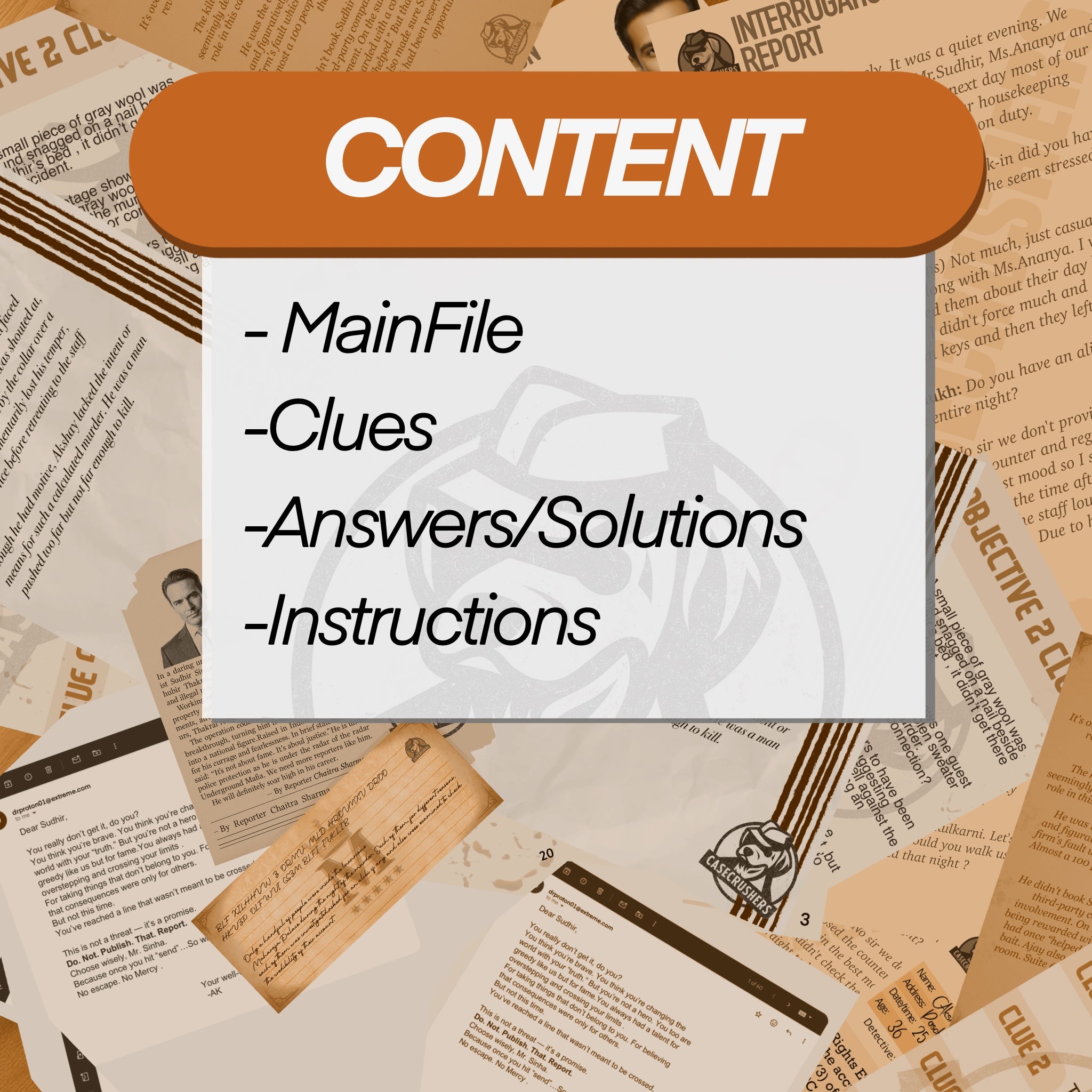 Hotel Murder Mystery Game Clues and Evidence Cards