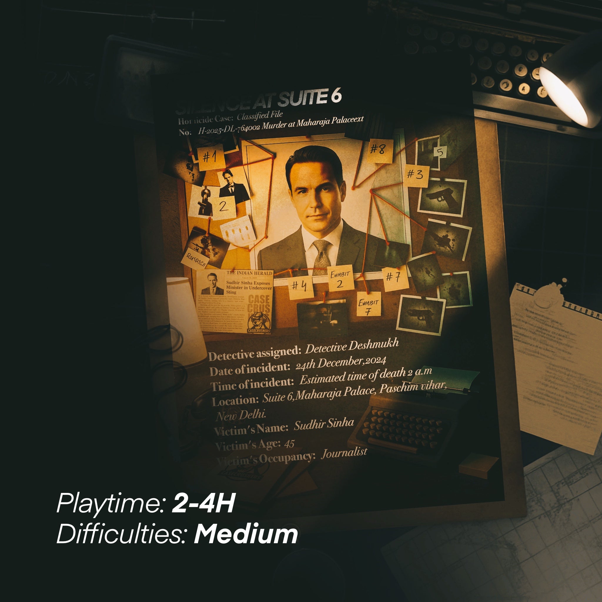 Players solving CASE #4 Silence at Suite 6 Murder Mystery Game"