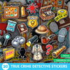 True Crime Detective Stickers - Pack of 50